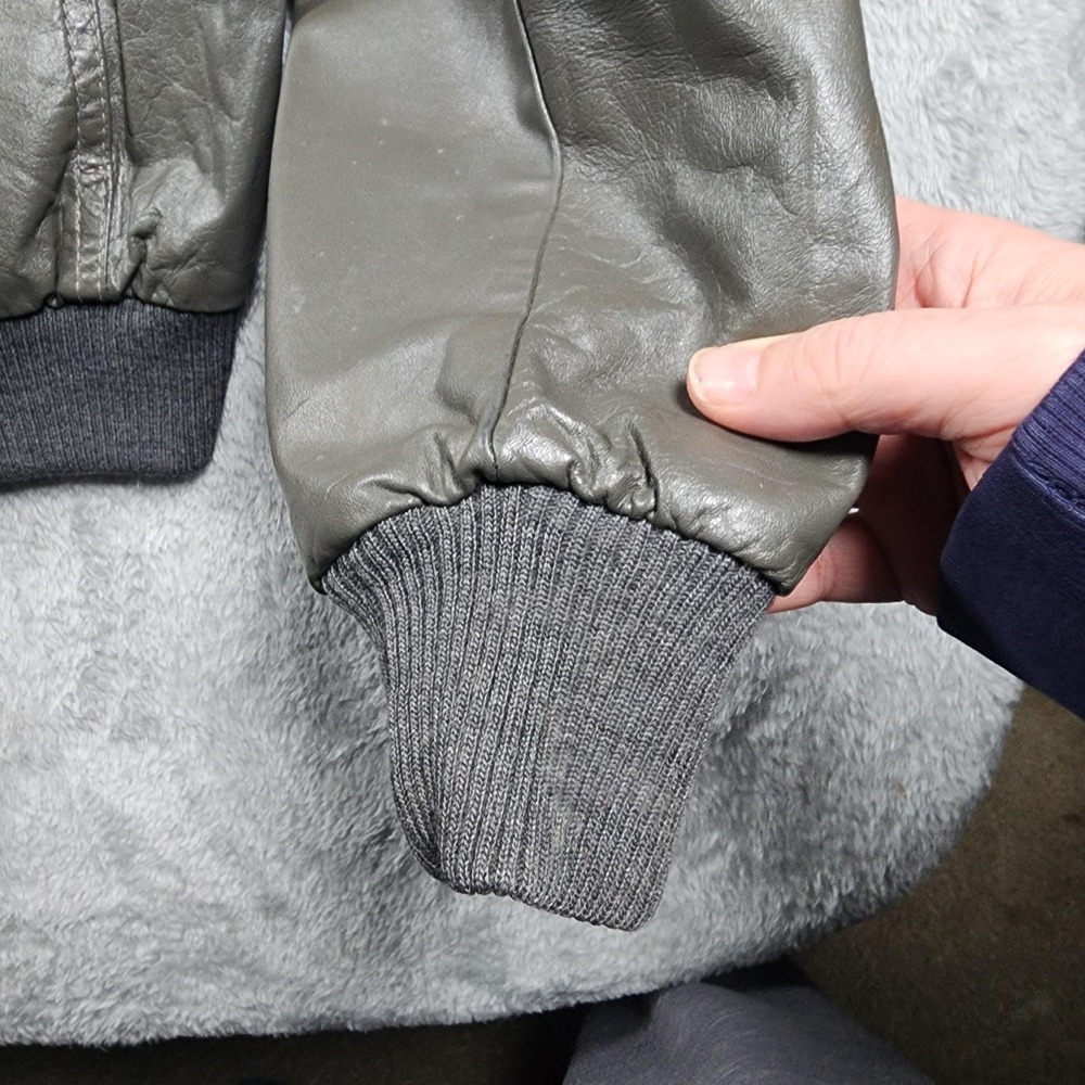 VINTAGE‎ Jean Pierre Leather Bomber Jacket Mens 42 Long Gray Made Argentina 60s - Picture 3 of 16